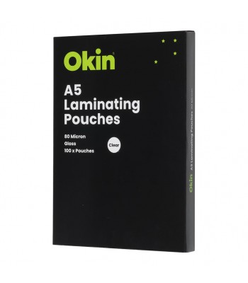 Okin Laminating Pouches A5 Gloss 80mic, Pack of 100